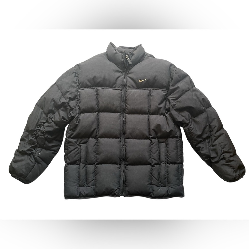 Vintage Nike Men’s Large Black Down Puffer Jacket | Late 90s Y2K Boxy Fit